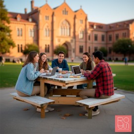 Taula de Pícnic Quadrada Dublin | Fusta Natural Exterior